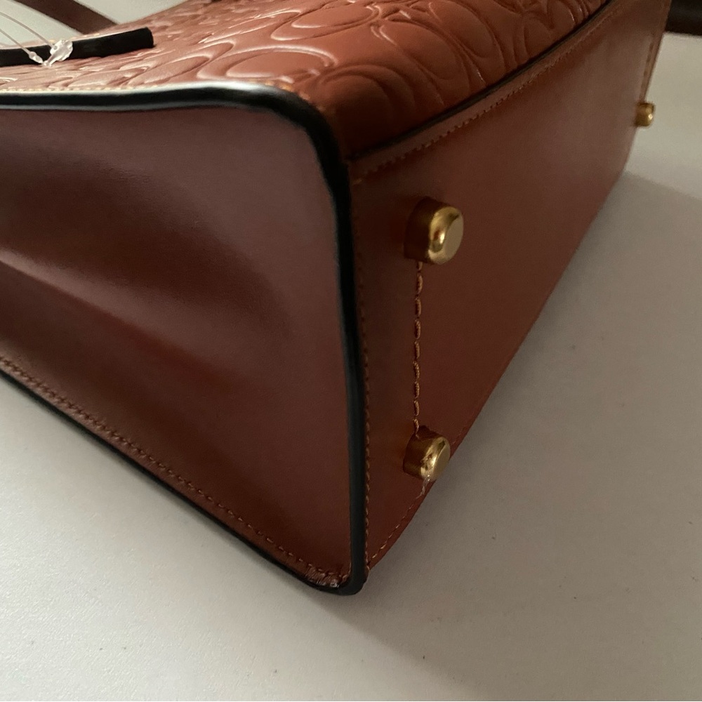 Coach Embossed Leather Bag in Rich Brown - Picture 8 of 11